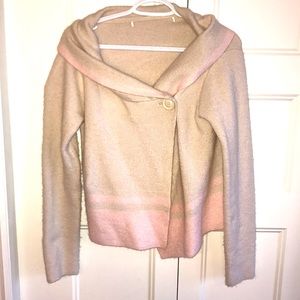 Pink and beige asymmetrical single button at neck